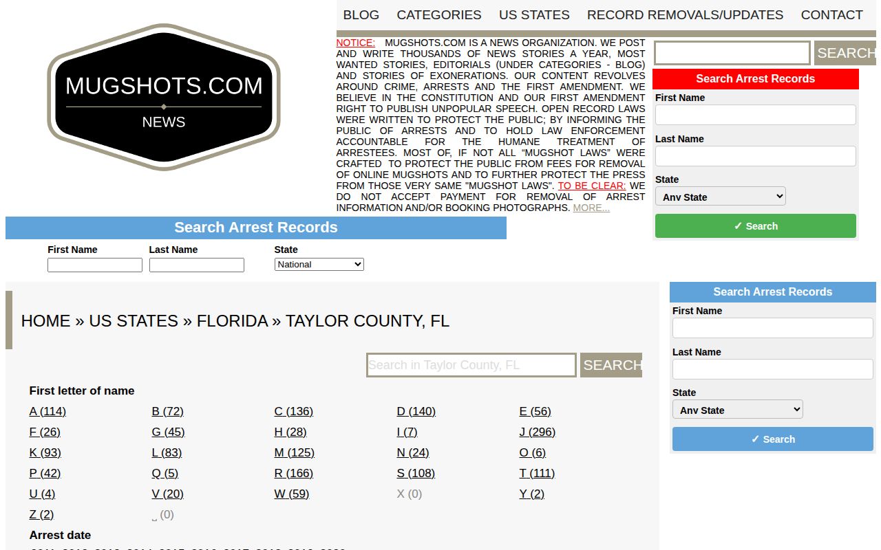 Unofficial historical Taylor County mugshot index